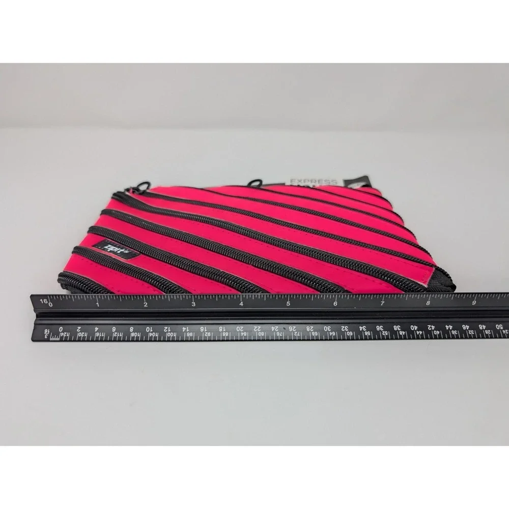 Zipit 3-Ring Binder‎ Pouch Neon Pink Made Of One Long Zipper Pencil Case NEW